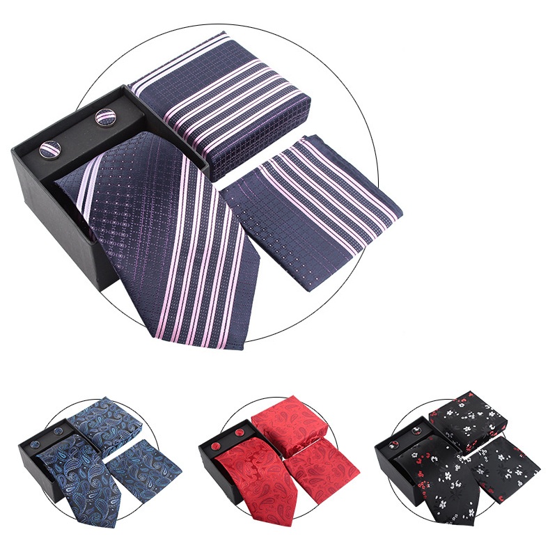 Neck Tie Set Box - Erkek Kravat Setleri Düğün Kravatları Klips