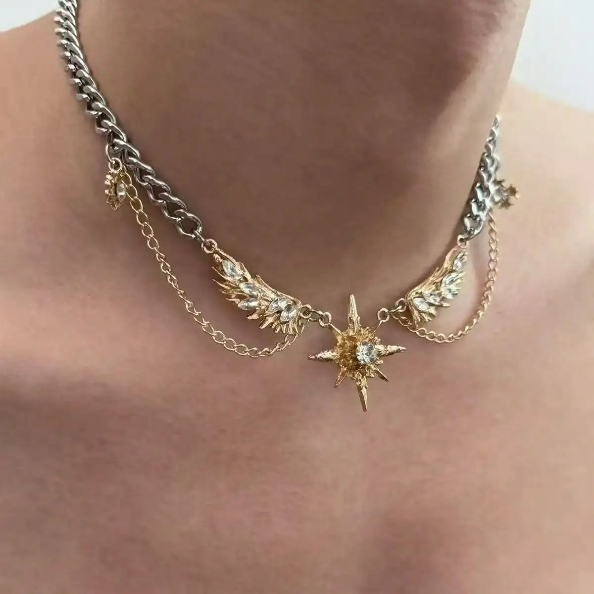 Gotik Punk Altın Rengi Kanatla - Men Accessories Neck Chain incelemesi ve fiyatı
